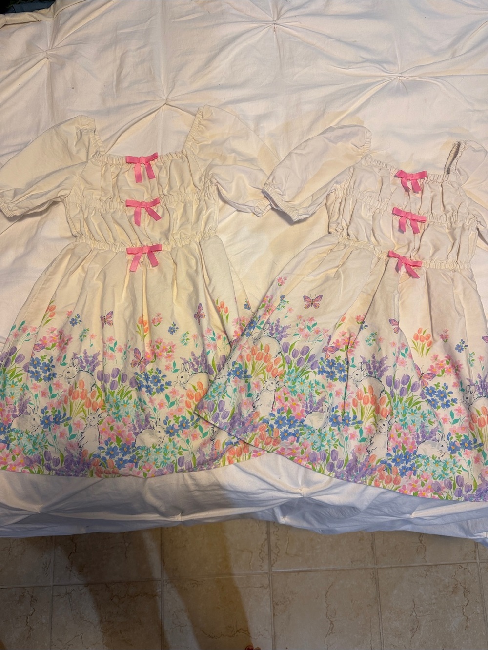 Gymboree White Floral Bunny Dress with Pink Bows